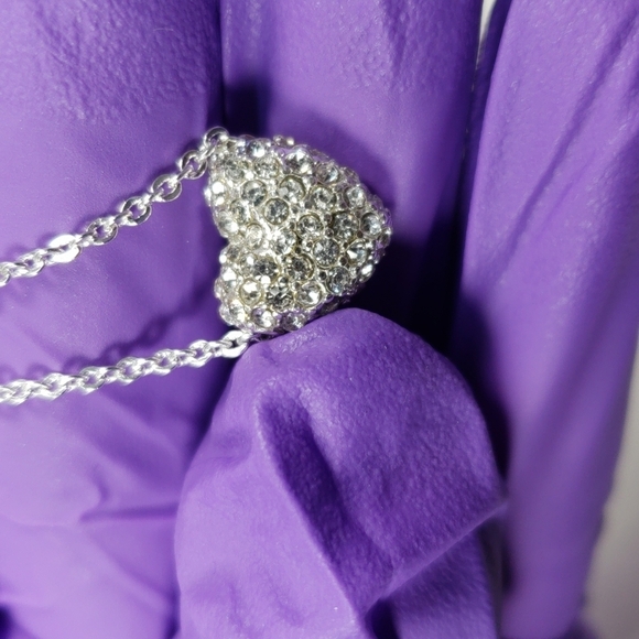 Heart Pendant Necklace – Sterling Silver Overlay - Sparkling Swarovski Crystal - Picture 9 of 11